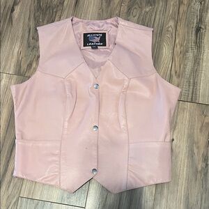 Allstate Vintage Pink Genuine Leather Vest Gypsy Renaissance Boho Western 2XL